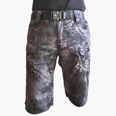 Outdoor-Shorts für Herren mit Multifunktionstaschen und Gürtel in Python-Tarnung