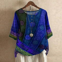 Lily | Laternenärmel Blumenmuster Bluse in Blau/Violett