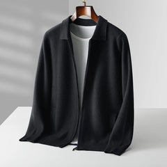 Quinton – Kaschmir Strickjacke Mit Reißverschluss in Schwarz