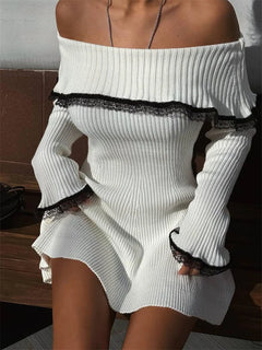 Camila | Gestricktes Minikleid in Weiß