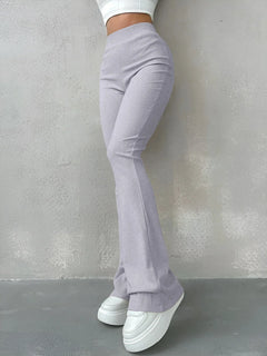 Virginia® | Gerippte Schlaghose mit hoher Taille in Aprikose