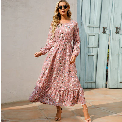 Damen Boho Maxikleid mit Blumenmuster | Langarm