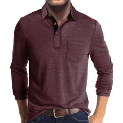 Jörg™ | Herren Langarmshirt in Unifarbe in Dunkelrot
