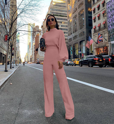 Gerader Jumpsuit mit Rollkragen für Frauen