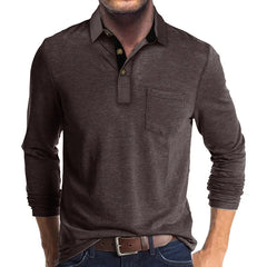 Jörg™ | Herren Langarmshirt in Unifarbe in Dunkelbraun