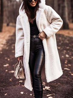 Bridgette - Teddy Jacke Plüsch Pelzmantel in Weiß