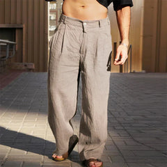 Romeo | WEITE LEINENHOSE in Khaki