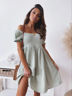 Tamara - Sommerkleid - Off-Shoulder in Hellgrün