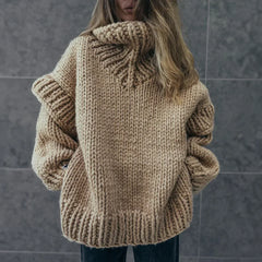 Kuscheliger Übergroß Rollkragenpullover für Damen | Winter in Khaki