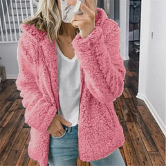 Warme Kapuzenjacke für Frauen in Rosa