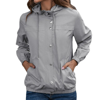 Damen Kapuze Wasserdichter Trenchcoat | Langarm