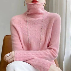 Warmer Rollkragenpullover für Frauen in Rosa