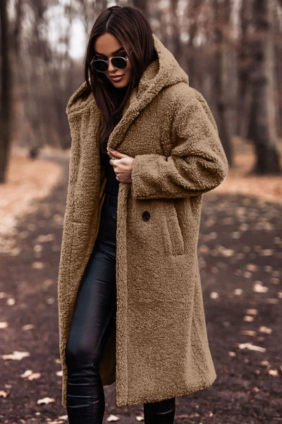 Damen Winter Kapuze Weich Langer Mantel | Warme