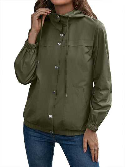Damen Kapuze Wasserdichter Trenchcoat | Langarm