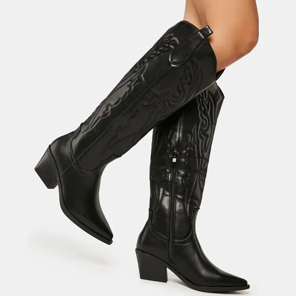 Kniehohe Cowboystiefel für Damen | Klassisch