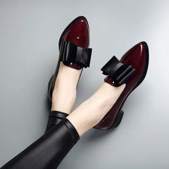 Birgit | Damen Schleife Ballerinas mit Niedrigem Absatz in Rot