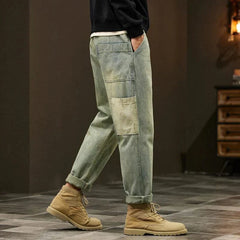 Raito | Retro-Jeans im japanischen Stil in Verblasstes Olivgrün