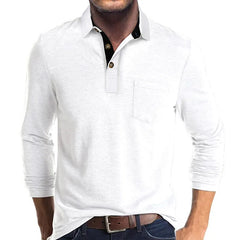 Jörg™ | Herren Langarmshirt in Unifarbe in Weiß