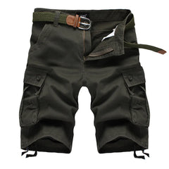 2025 Summer Men Shorts Fashion Plaid Beach Shorts Mens Casual Shorts Military Short Pants Male Bermuda Cargo Overalls No belt in JD01 Green