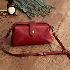 Fabienne - Retro-Ledertasche, handgemacht in Rot