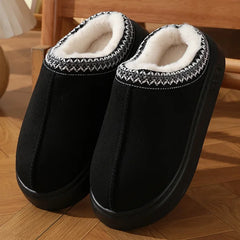 Chloe | Flauschige Plattform Hausschuhe™ in Schwarz