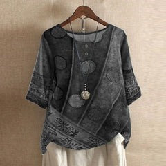Lily | Laternenärmel Blumenmuster Bluse in Grau