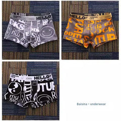 3Stück Bequeme bedruckte Herrenunterwäsche Boxershorts in 3pcsE
