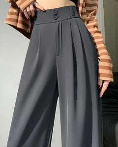 Mayla - Formelle Hose mit weitem Bein - Stil mit hoher Taille in Grau