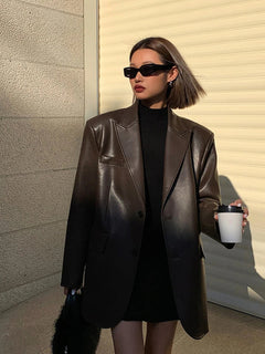 CLARA | LEDERBLAZER in Kaffee