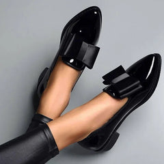 Birgit | Damen Schleife Ballerinas mit Niedrigem Absatz in Schwarz