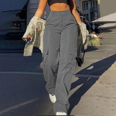Patrice - Cargohose - Hohe Taille in Grau