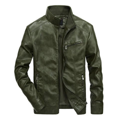 Detlef® | Lässige Lederjacke in Grün