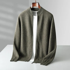 Miles Zip Cardigan in Olive Green