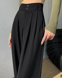 Mayla - Formelle Hose mit weitem Bein - Stil mit hoher Taille in Schwarz