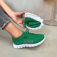 Damen Mesh-Schnürsneaker für Alle Jahreszeiten in Grün