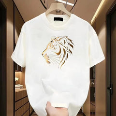 Varkon™ T-Shirt mit Tiger-Gold Print und Premium-Look in Weiß