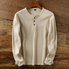 Felix | Herren Casual Langarm Henley T-shirt in Beige