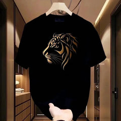 Varkon™ T-Shirt mit Tiger-Gold Print und Premium-Look in Schwarz