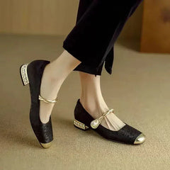 Clara® | Mestelle Leder Mary Janes in Schwarz