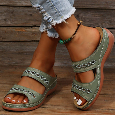 Boho-Slip-On-Sandalen mit Cut-Outs für Damen