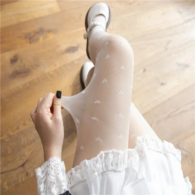 Stylische Damen-Strumpfhose im Herz- und Punkt-Stil