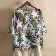 Lily | Laternenärmel Blumenmuster Bluse in Weiß Blumen