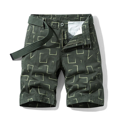 Summer thin multi pocket pure cotton workwear shorts men's oversized loose straight leg five point casual over knee beach shorts