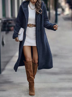 Bridgette - Teddy Jacke Plüsch Pelzmantel in Blau