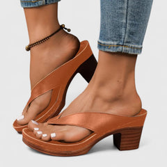 Paige | Blockabsatz Plateau Sandalen in Braun