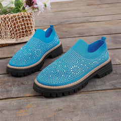 Urbaner Glanz™ Slip-On Sneaker mit Profilplateau in Blau