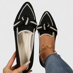 Felicia | Orthopädische Spitz Zulaufende Knoten Loafer in Schwarz