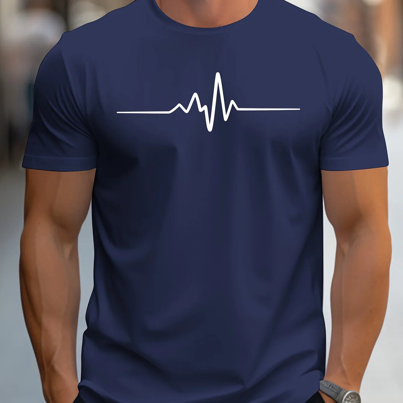 Herren Slim Fit Kurzarm T-Shirt | Herzschlag Print