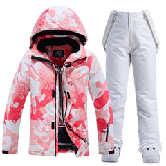 Damen Winter Skianzug | Jacke und Hose in Rosa / Weiß