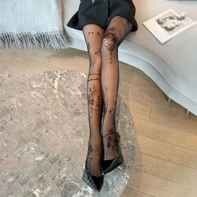 Modische Damen Strumpfhose | mit Grafischem Muster